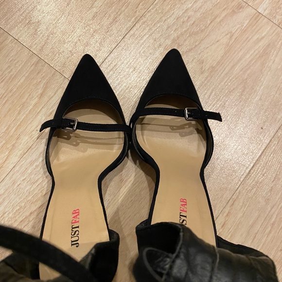 JUSTFAB Fawne black velvet gladiator pointy heels - Picture 6 of 16